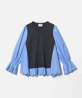 UNITED ARROWS/スカラップ コンビ ブラウス ニット/ニット / セーター