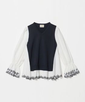 UNITED ARROWS/スカラップ コンビ ブラウス ニット/ニット / セーター