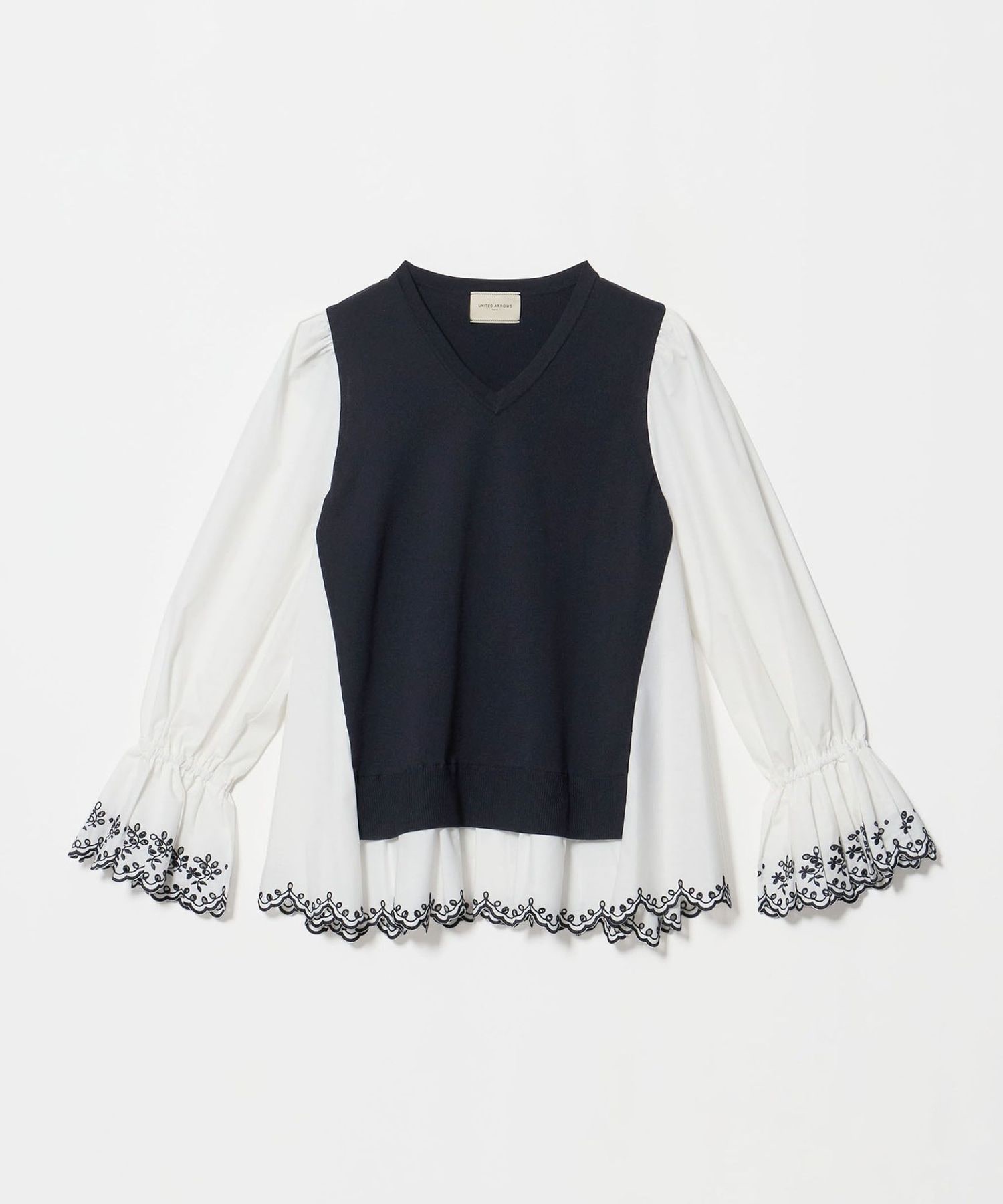 UNITED ARROWS スカラップカラー ブラウス スカラップ コンビ ブラウス ニット