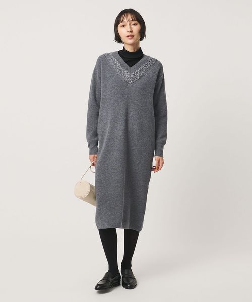 UNITED ARROWS/アゼ Vネック ニット ワンピース/ワンピース