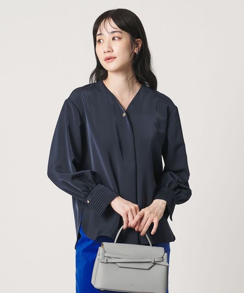 UNITED ARROWS/サテン ラウンド Vネック ブラウス/シャツ / ブラウス