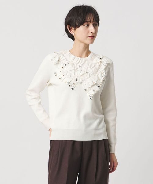 UNITED ARROWS/フリル ビジュー ニット/ニット / セーター