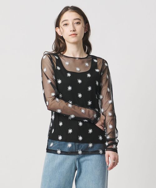 UNITED ARROWS/チュールフラワー カットソー ‐ウォッシャブル‐/Tシャツ / カットソー
