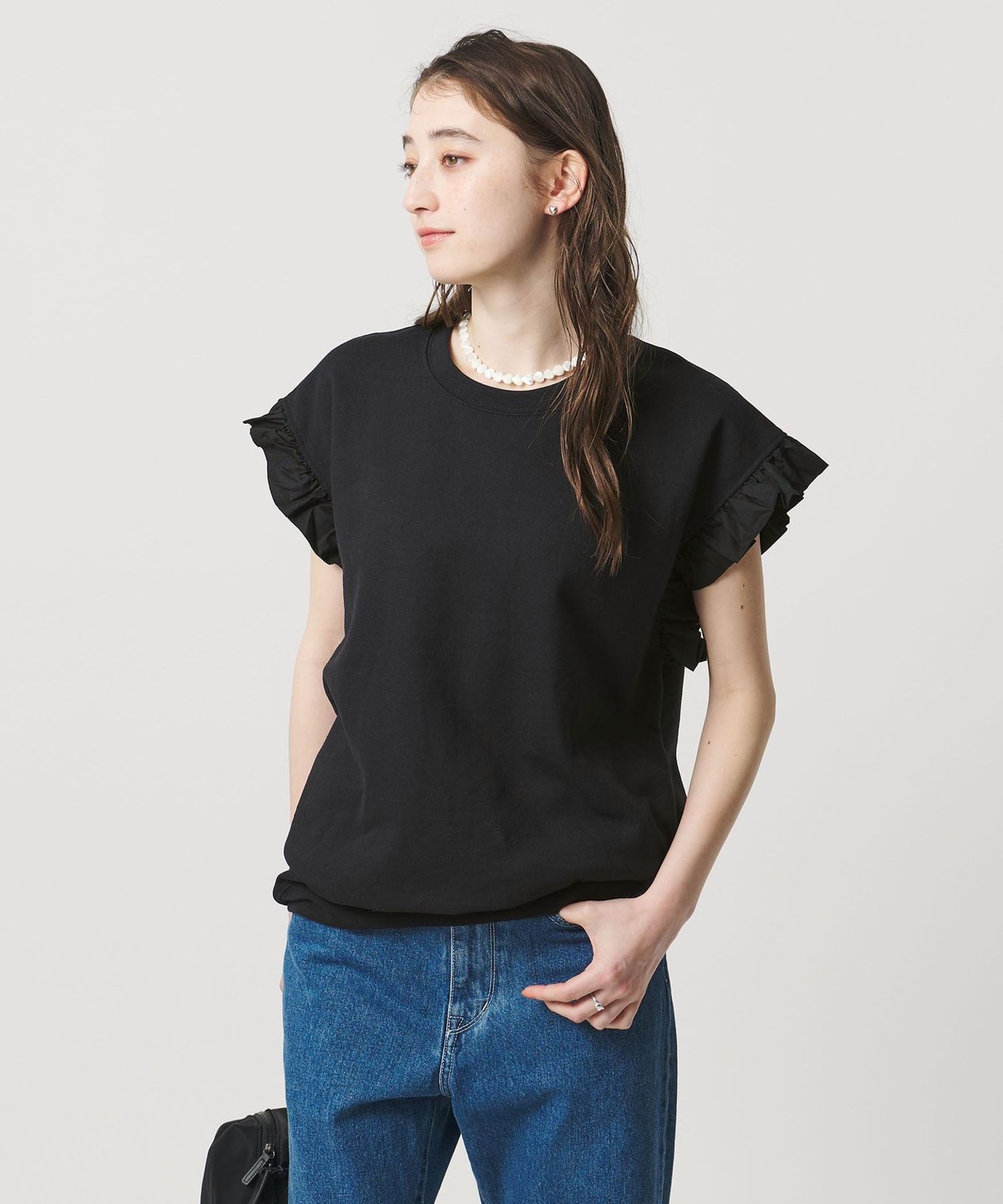 dahl'ia＞フリルスリーブ スウェット