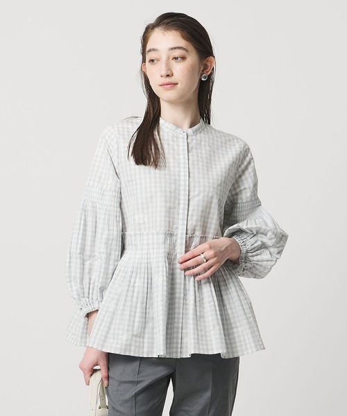 UNITED ARROWS/ギンガムチェック フラワー ジャガード ブラウス ‐ウォッシャブル‐/シャツ / ブラウス