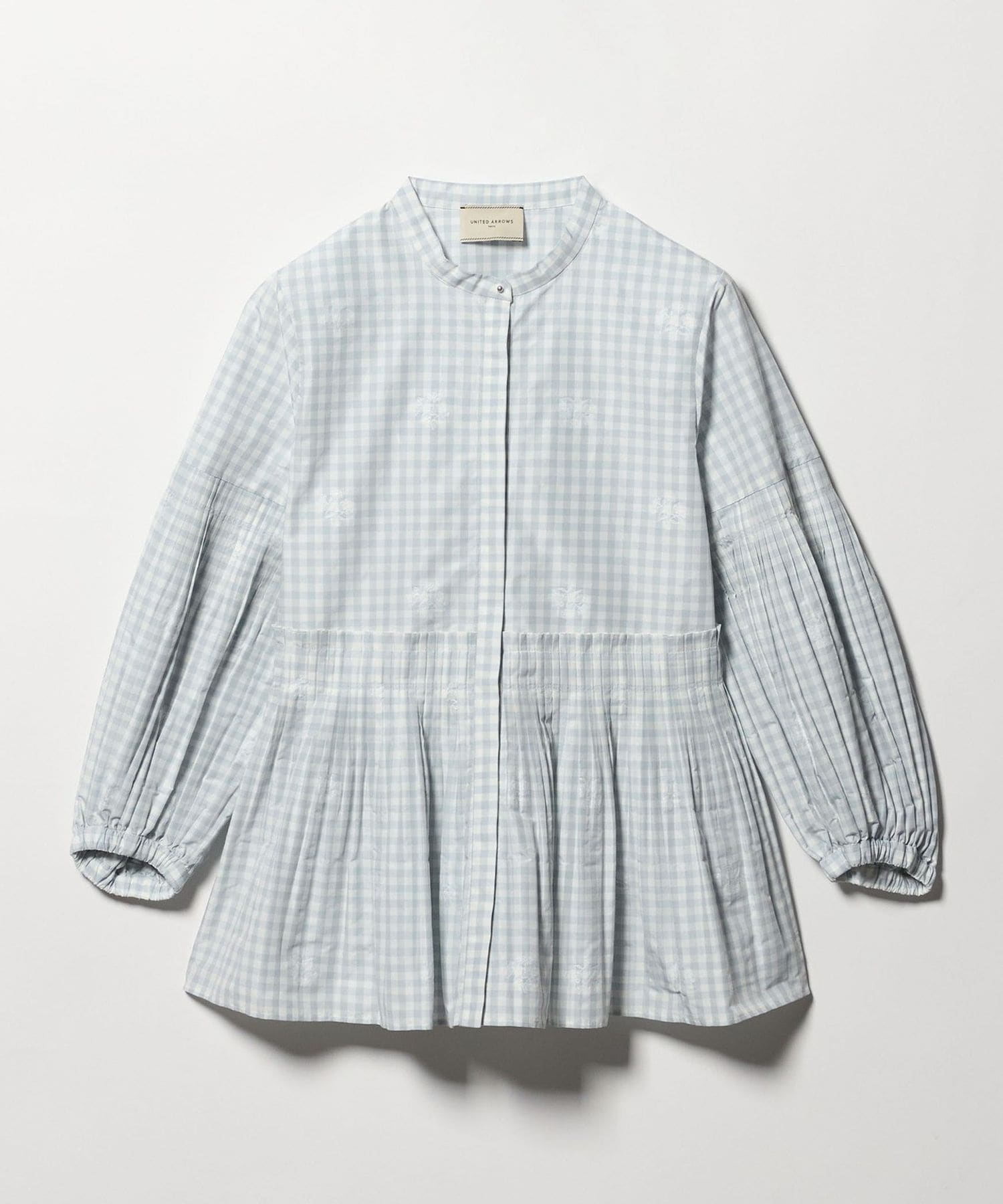 ギンガムチェック フラワー ジャガード ブラウス ‐ウォッシャブル‐