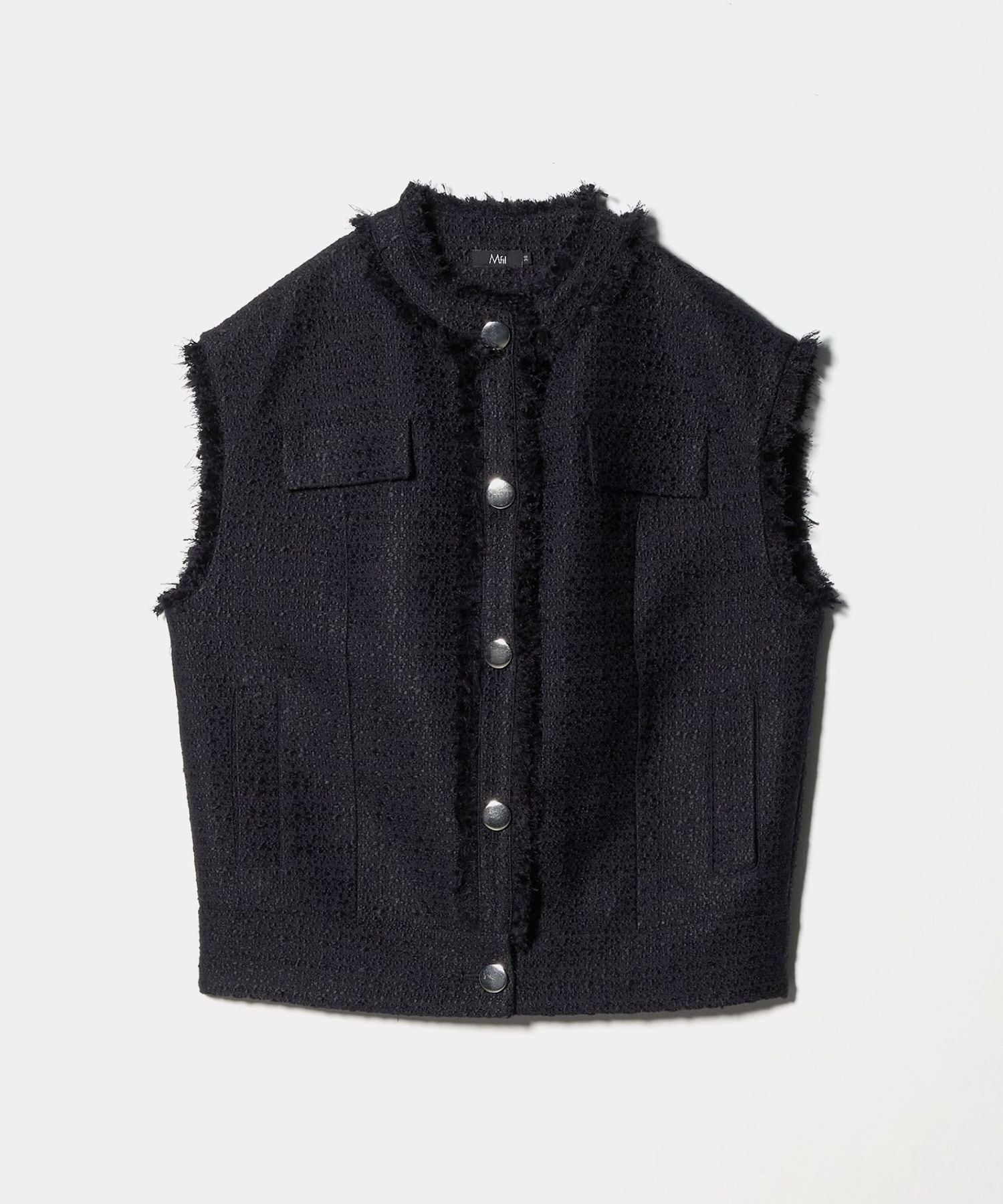 M・fil＞ツイードライク フリンジ ジレ M.Fil エムフィル/ミカコ