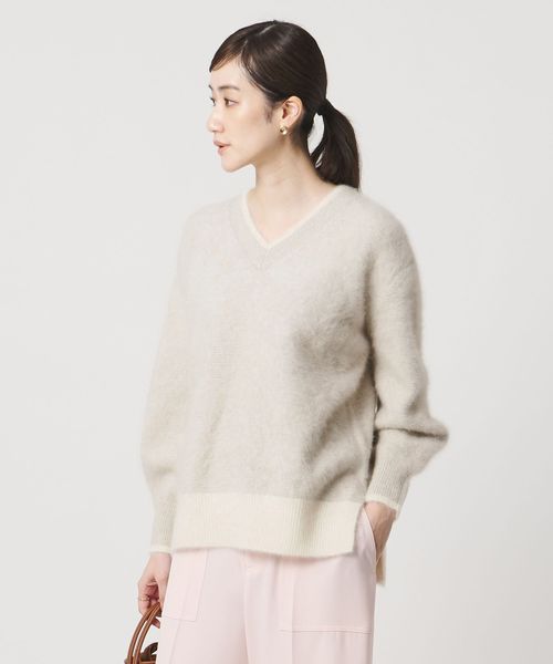 UNITED ARROWS/フォックスカシミヤ バイカラー Vネックニット/ニット / セーター