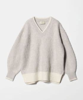 UNITED ARROWS/フォックスカシミヤ バイカラー Vネックニット/ニット / セーター