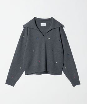 UNITED ARROWS/フラワー エンブロイダリー スキッパーニット/ニット / セーター