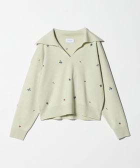 UNITED ARROWS/フラワー エンブロイダリー スキッパーニット/ニット / セーター