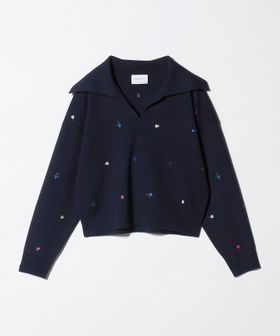 UNITED ARROWS/フラワー エンブロイダリー スキッパーニット/ニット / セーター