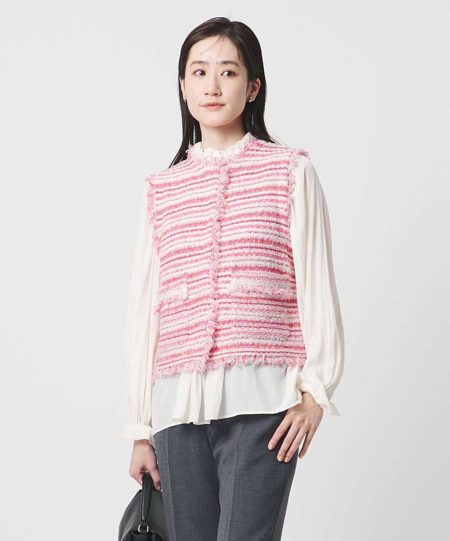 カラーミックス ツイードライク ベスト