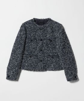 DOMELLE/＜DOMELLE＞ツイードライク ノーカラー ショート ジャケット/ノーカラージャケット