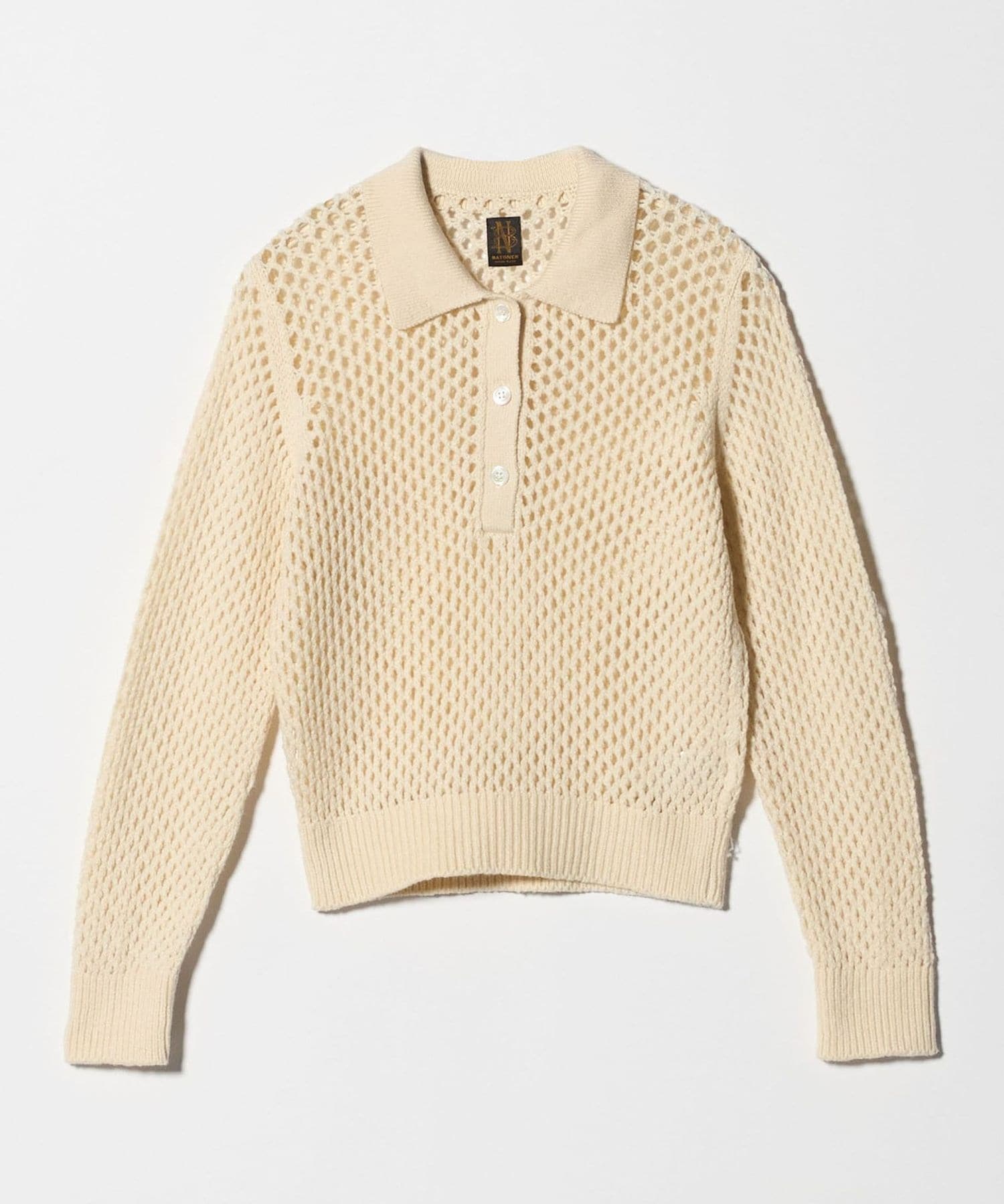 BATONER＞AIRY メッシュ ボタン ニット