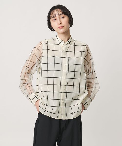 HYKE/＜HYKE＞シアー スリーブ チェック シャツ/シャツ / ブラウス