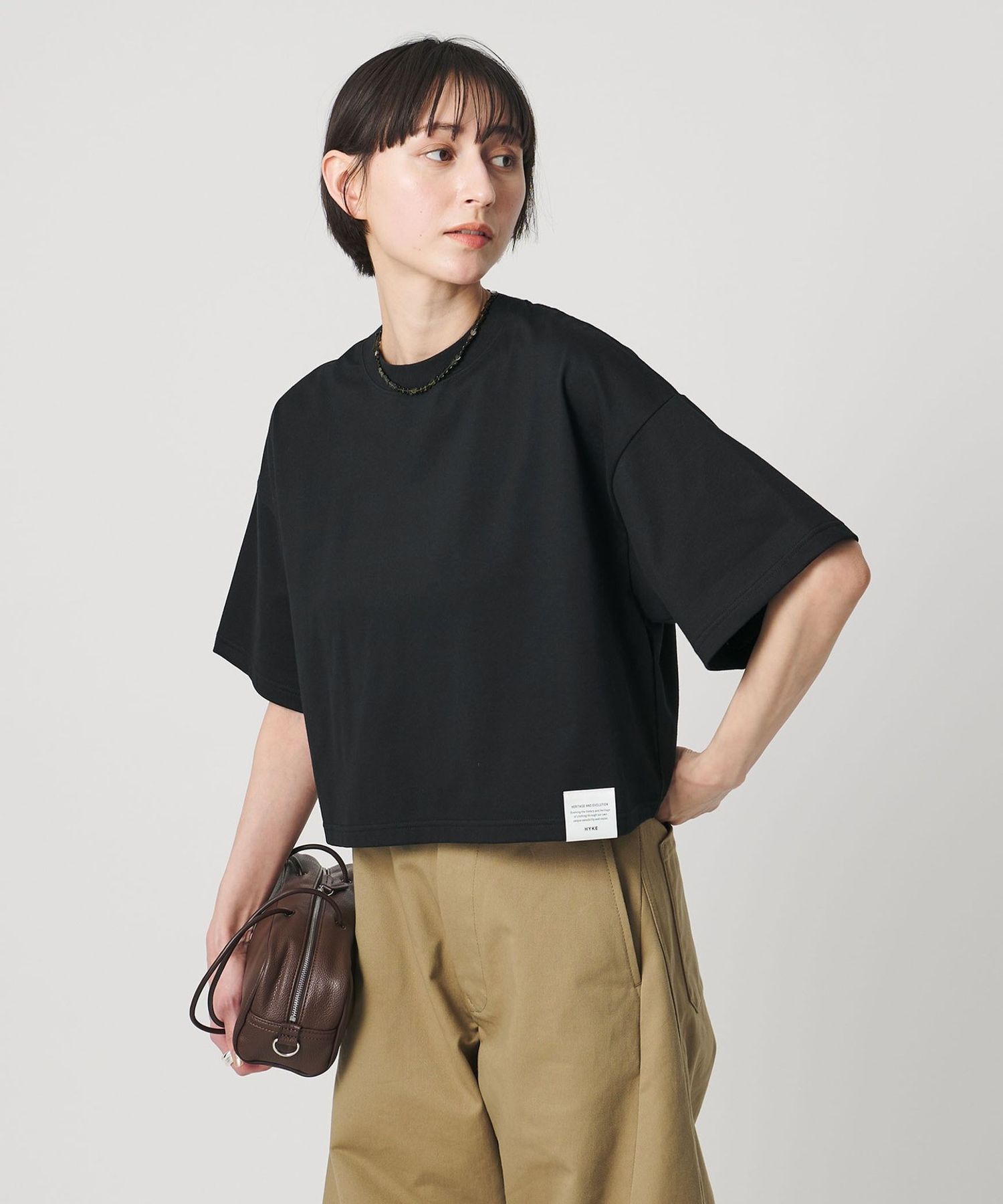 HYKE＞クロップド ショートスリーブ カットソー