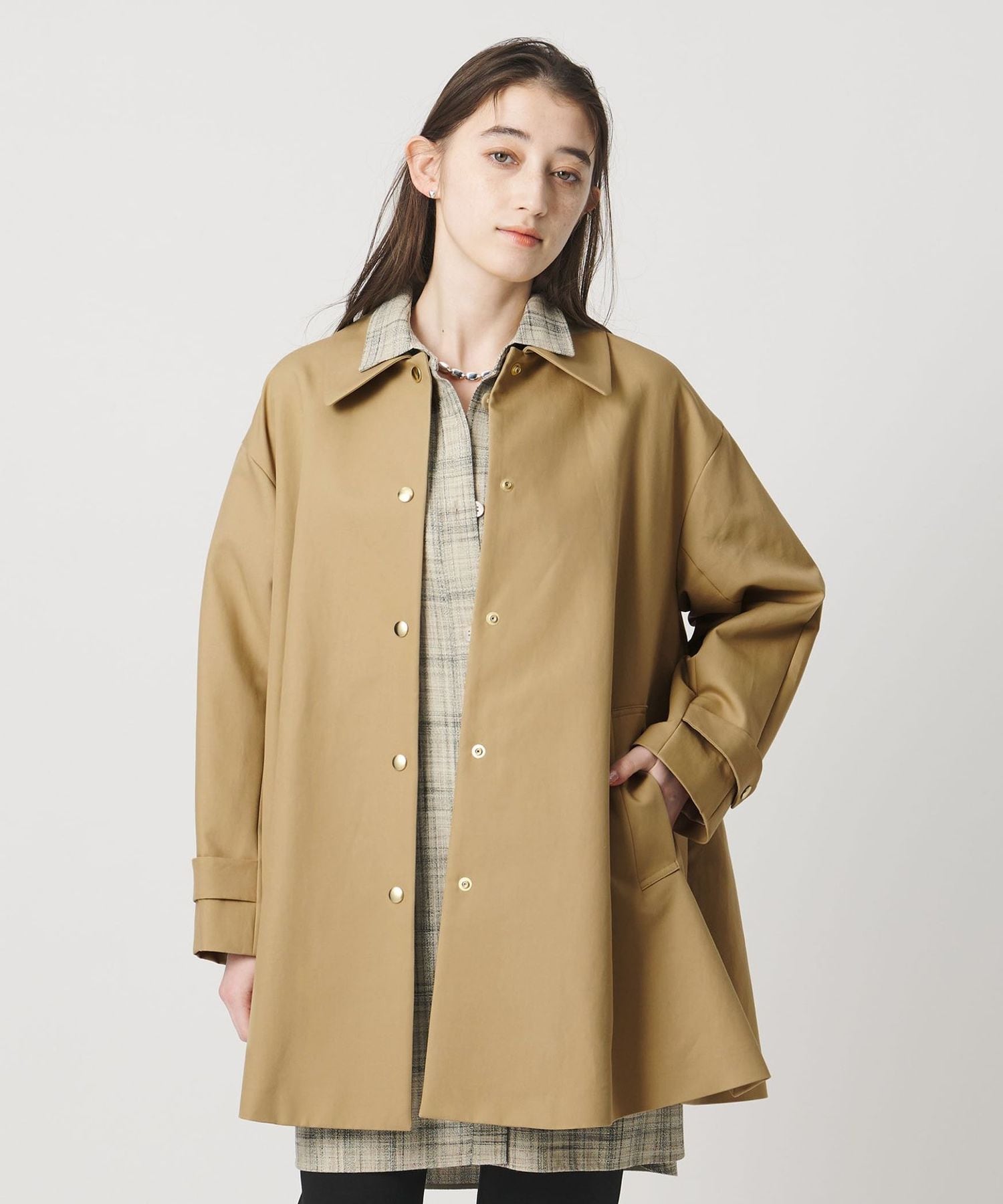 Aライン ステンカラーコート