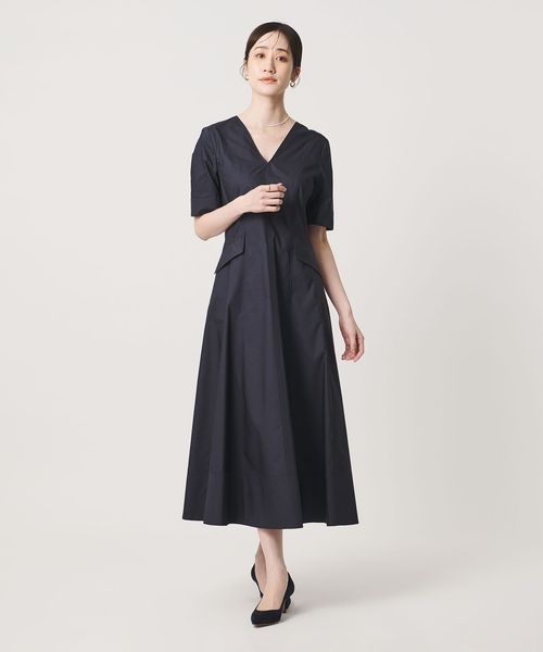 UNITED ARROWS/フィット＆フレア Vネック ワンピース ‐ウォッシャブル‐/ワンピース