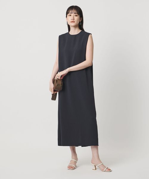 UNITED ARROWS/Drapy タック ノースリーブ ストライプ ワンピース ‐ウォッシャブル‐/ワンピース