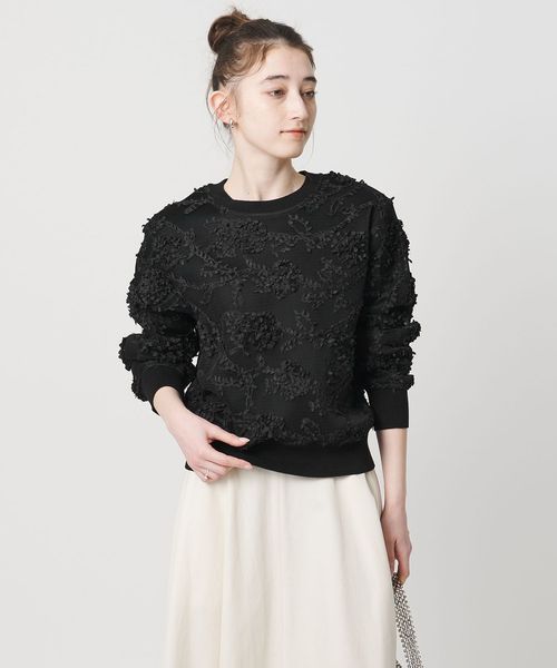 UNITED ARROWS/エンブロイダリーフラワー メッシュ ニット/ニット / セーター