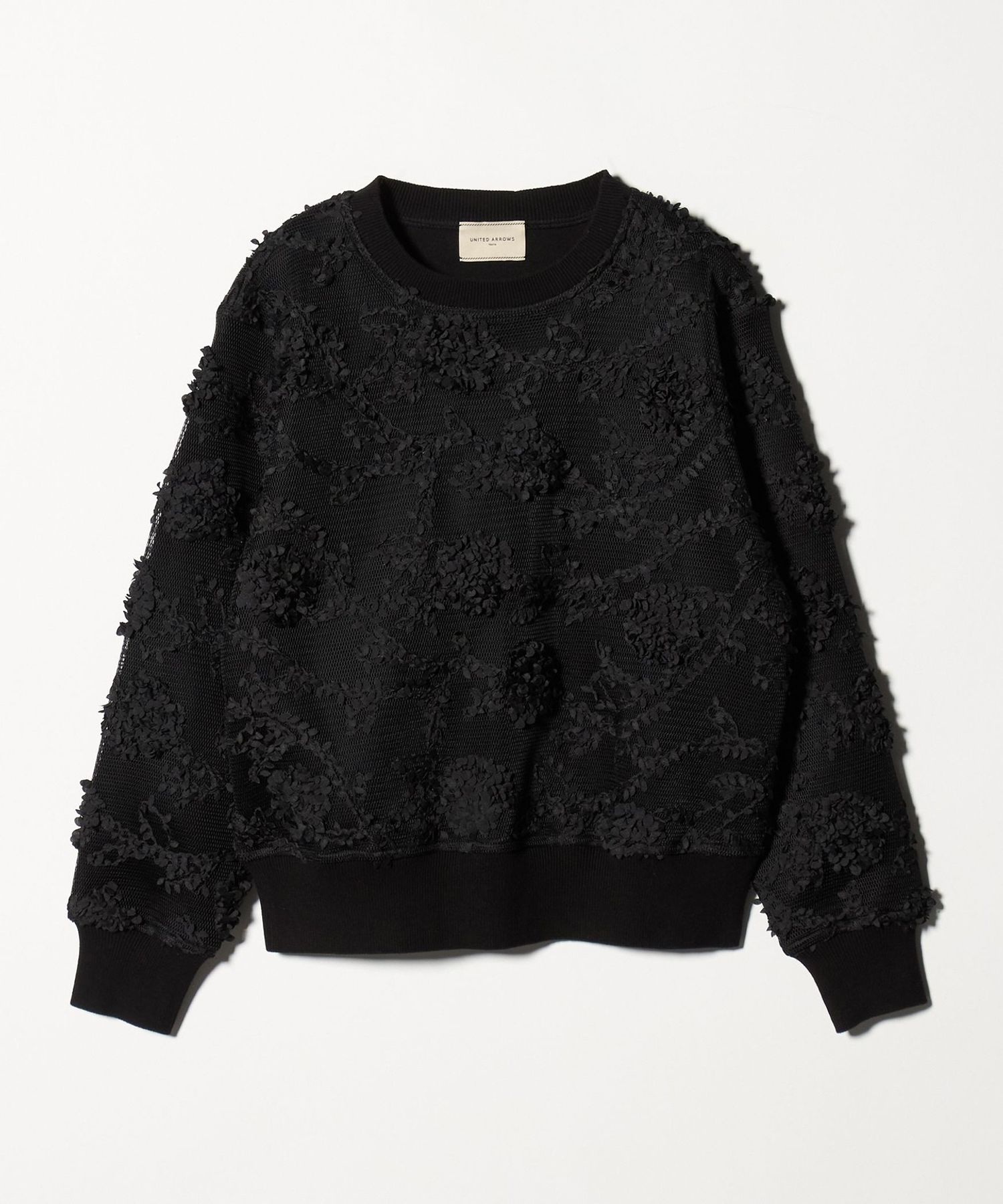 エンブロイダリーフラワー メッシュ ニット