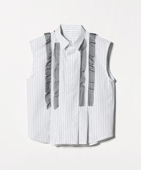 sacai/＜sacai＞フリル トリム ノースリーブ ストライプ シャツ/シャツ / ブラウス