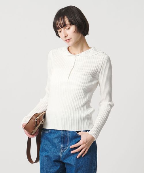 UNITED ARROWS/セーラー エンブロイダリー リブニット ‐ウォッシャブル‐/ニット / セーター
