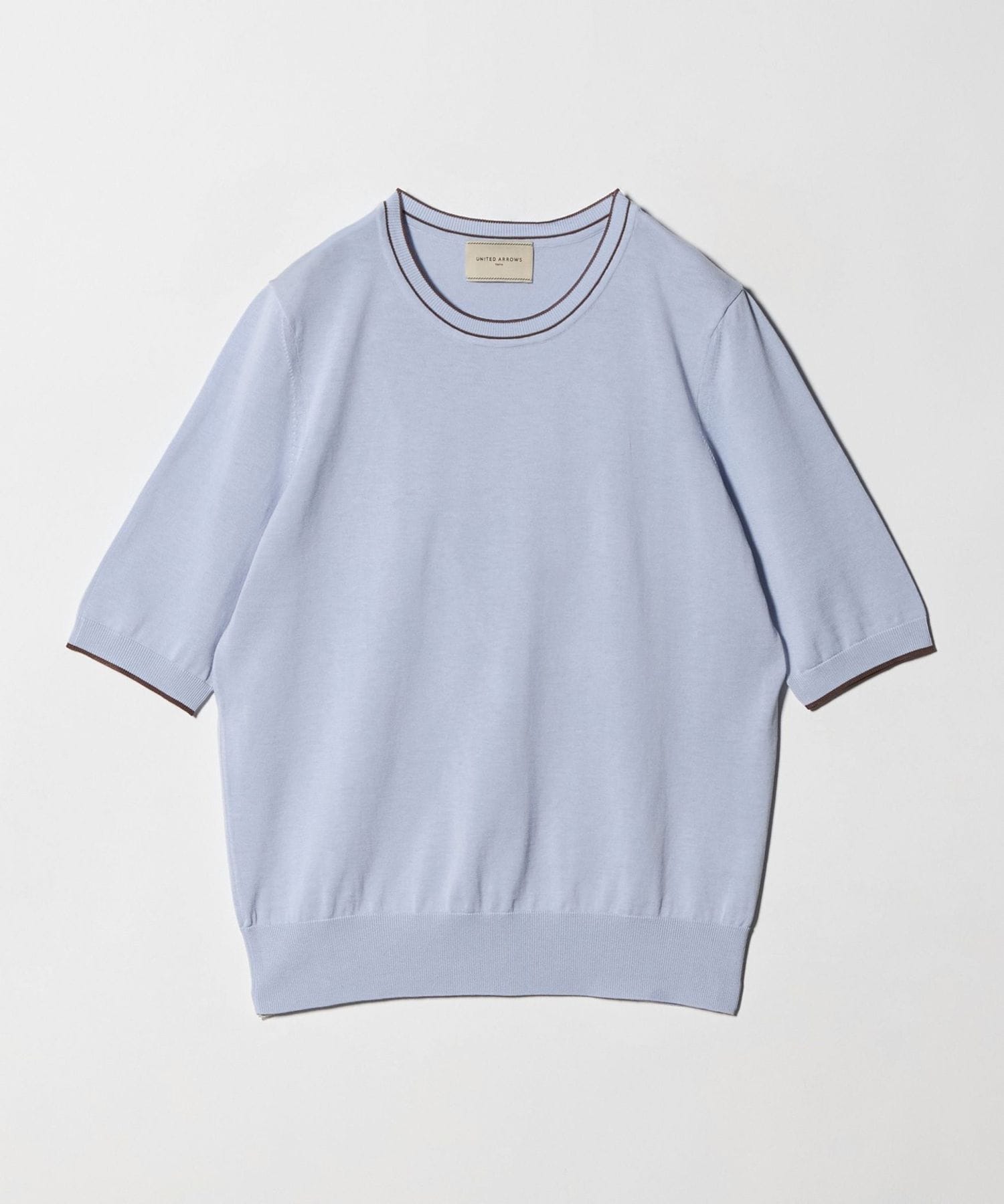 18G ハーフスリーブ クルーネックニット ‐ウォッシャブル‐