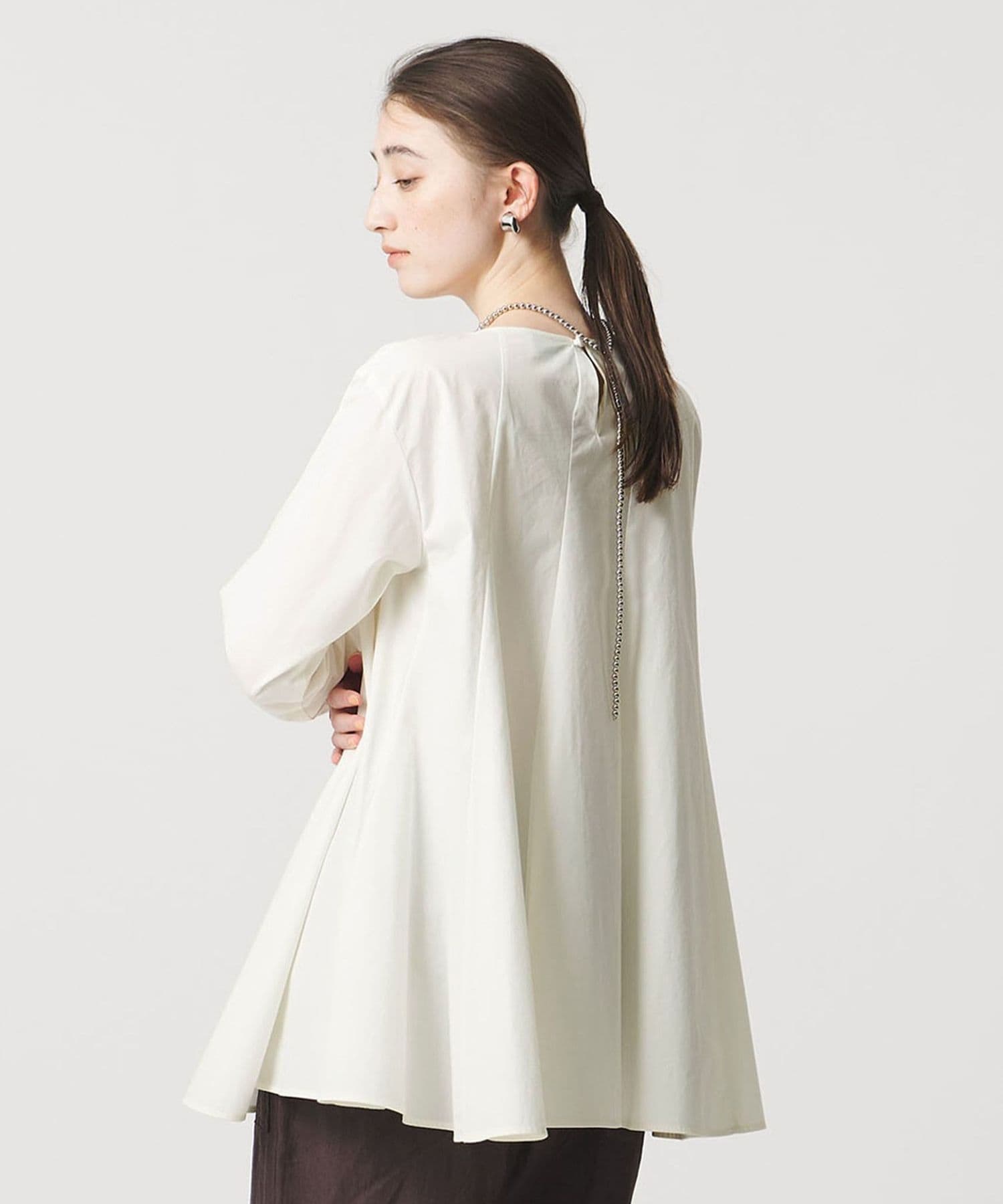 バイアス フレア チュニック ブラウス ‐ウォッシャブル‐