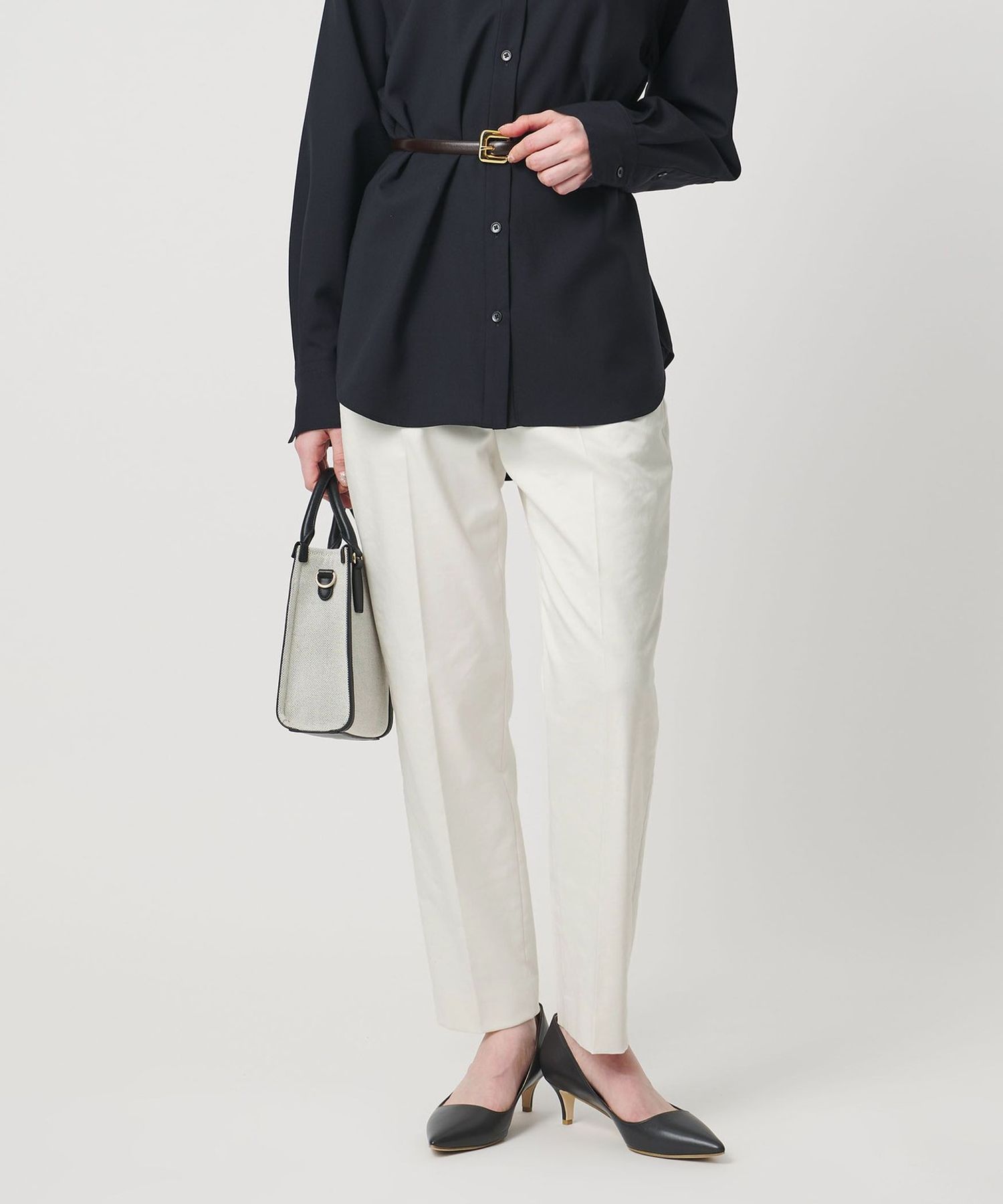 シャイニー スリム パンツ WHITE ‐ストレッチ ウォッシャブル‐
