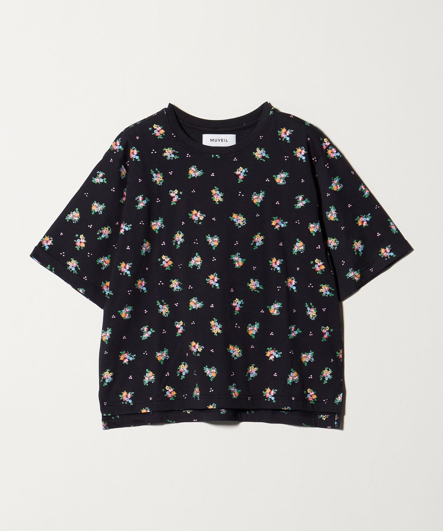 MUVEIL ミュベール 花　刺繍　Tシャツ MUVEIL＞フラワー プリント Tシャツ