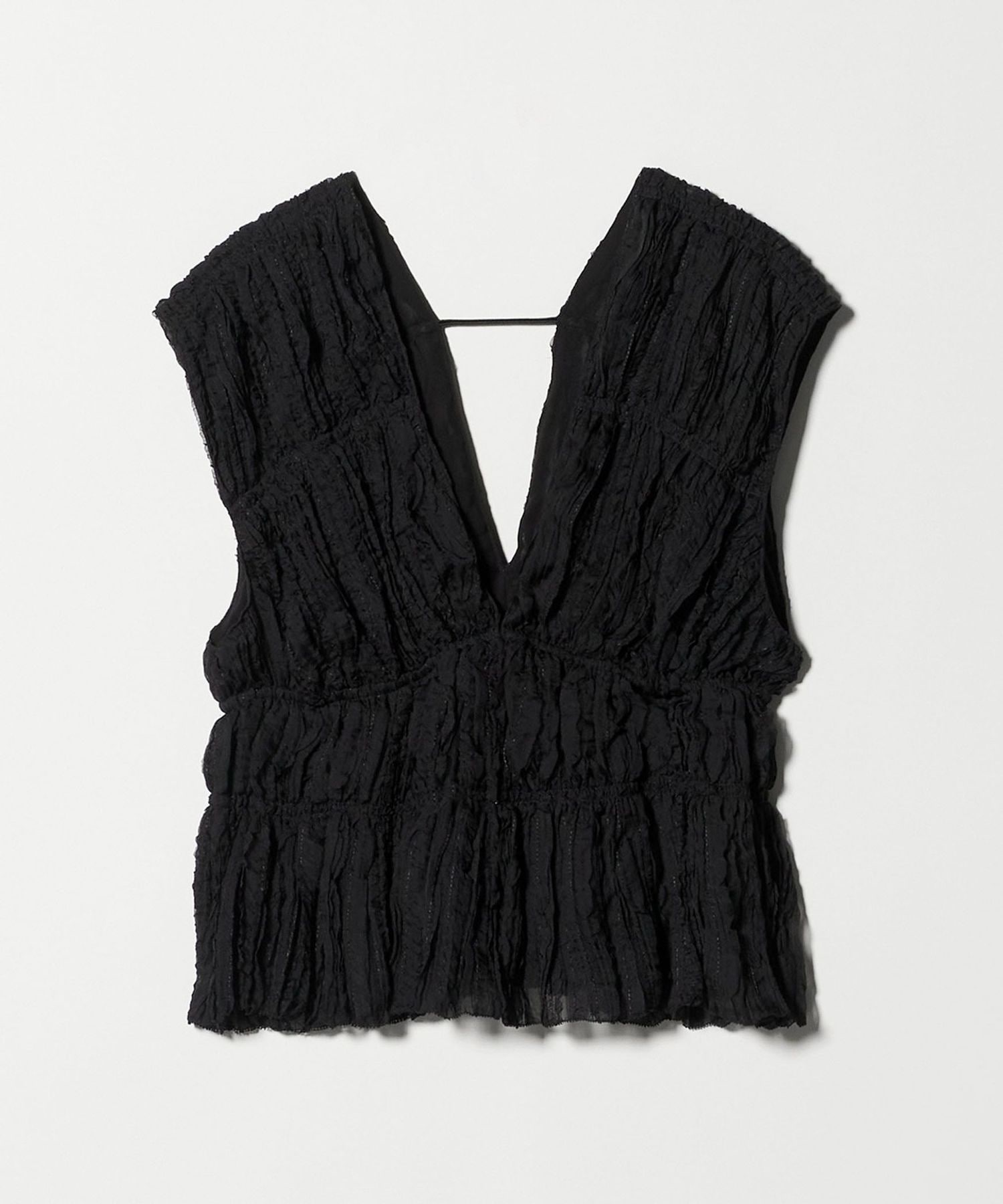 シャーリング フリル ベスト