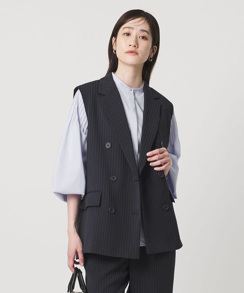 UNITED ARROWS/Drapy ピンストライプ テーラード ミドル ベスト/ベスト