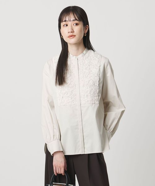 UNITED ARROWS/サテン エンブロイダリーフラワー シャツ ブラウス/シャツ / ブラウス