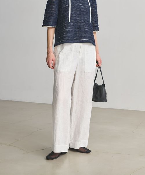 UNITED ARROWS/リネン パッチポケット イージーパンツ WHITE ‐ウォッシャブル‐/イージーパンツ