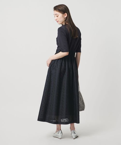 UNITED ARROWS/フィット&フレア シアー ドット ワンピース ‐ウォッシャブル‐/ワンピース