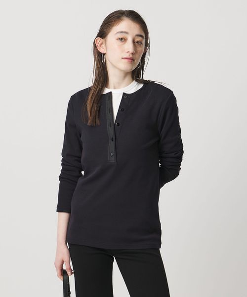 UNITED ARROWS/コットン フライス ヘンリーネック ロング Tシャツ/Tシャツ / カットソー