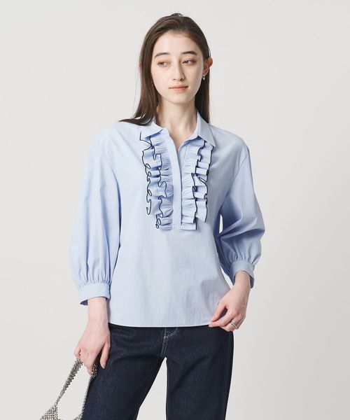 UNITED ARROWS/メロー フリル スキッパー パフ ブラウス ‐防しわ 吸水速乾 UVカット 遮熱性 接触冷感 ウォッシャブル‐/シャツ / ブラウス