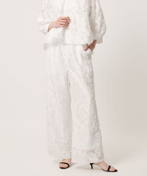 UNITED ARROWS/ラメ カット ジャガード ストレート パンツ ‐ウォッシャブル‐/イージーパンツ