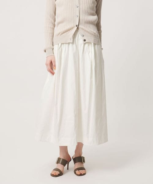 UNITED ARROWS/ボリューム タック スカート WHITE ‐ウォッシャブル‐/ミモレ / ロング