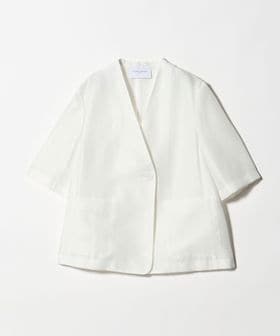 UNITED ARROWS/シアー ノーラペル ハーフスリーブ ジャケット ‐ウォッシャブル‐/ノーカラージャケット