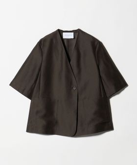 UNITED ARROWS/シアー ノーラペル ハーフスリーブ ジャケット ‐ウォッシャブル‐/ノーカラージャケット