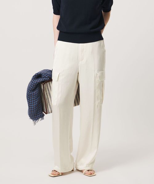 UNITED ARROWS/サテン クリーン ポケット パンツ OFF WHITE ‐ウォッシャブル‐/カーゴパンツ