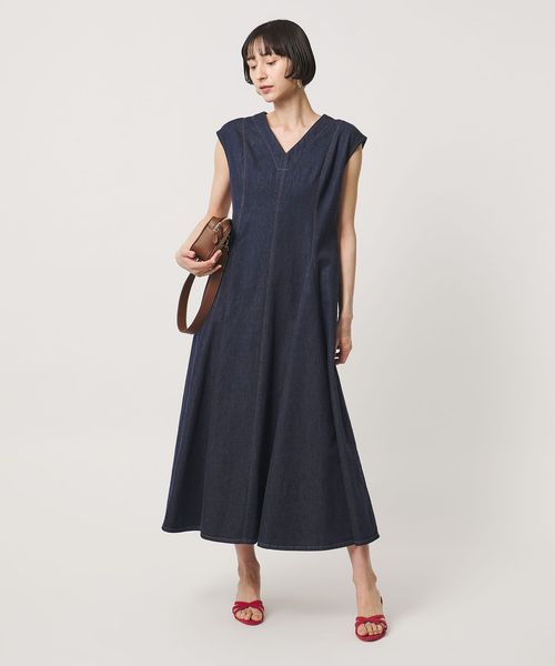 UNITED ARROWS/ステッチ Vネック デニムワンピース/ワンピース