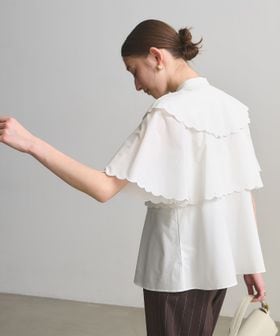 UNITED ARROWS/スカラップ フリル ブラウス ‐はっ水 UVカット 防しわ ウォッシャブル‐/シャツ / ブラウス