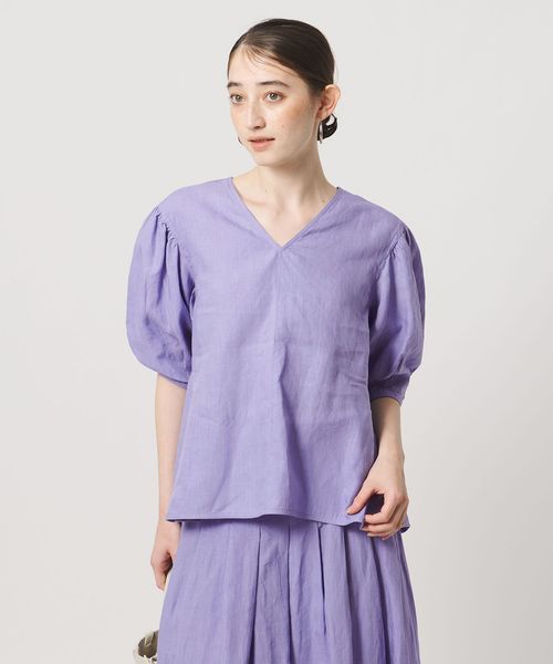 UNITED ARROWS/リネン フレア パフスリー ブブラウス ‐ウォッシャブル‐/シャツ / ブラウス