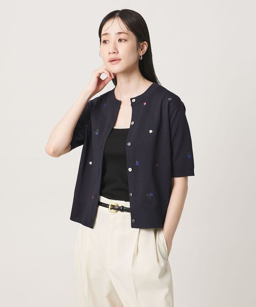 UNITED ARROWS/フラワー エンブロイダリー ショートスリーブ カーディガン ‐ウォッシャブル‐/カーディガン / ボレロ