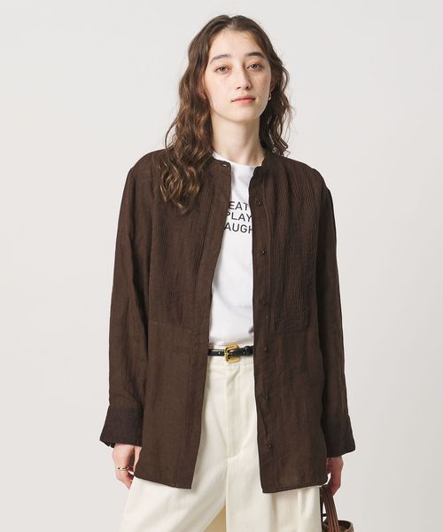 UNITED ARROWS/エンブロイダリー バンドカラー シャツ/シャツ / ブラウス