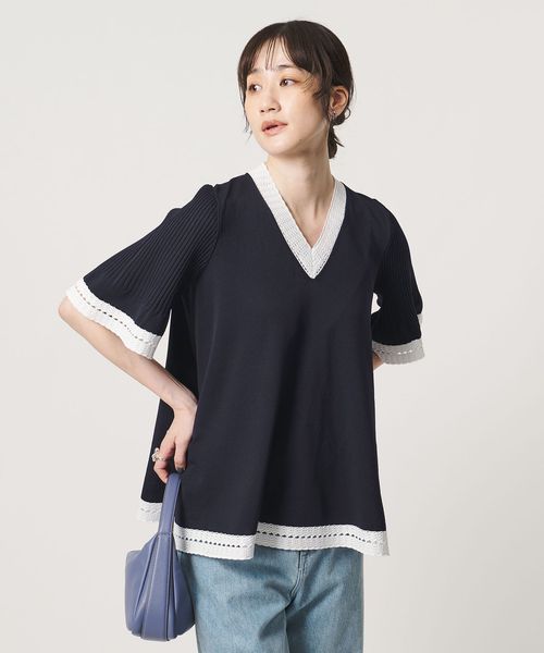 UNITED ARROWS/Vネック ニット ショートスリーブ チュニック/ニット / セーター